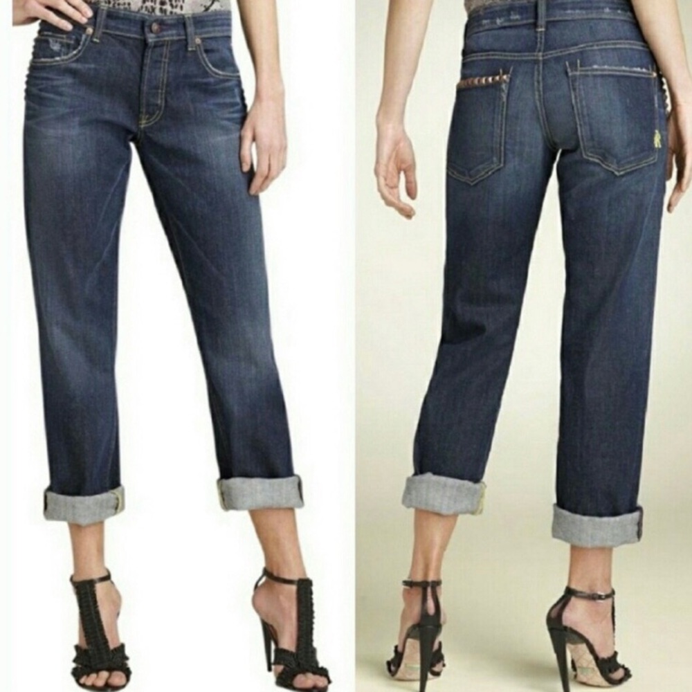 Rich & Skinny studded roll up boyfriend jeans 25